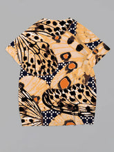 Women's Plus Size Butterfly Leopard Print Round Neck Short Sleeve T-Shirt